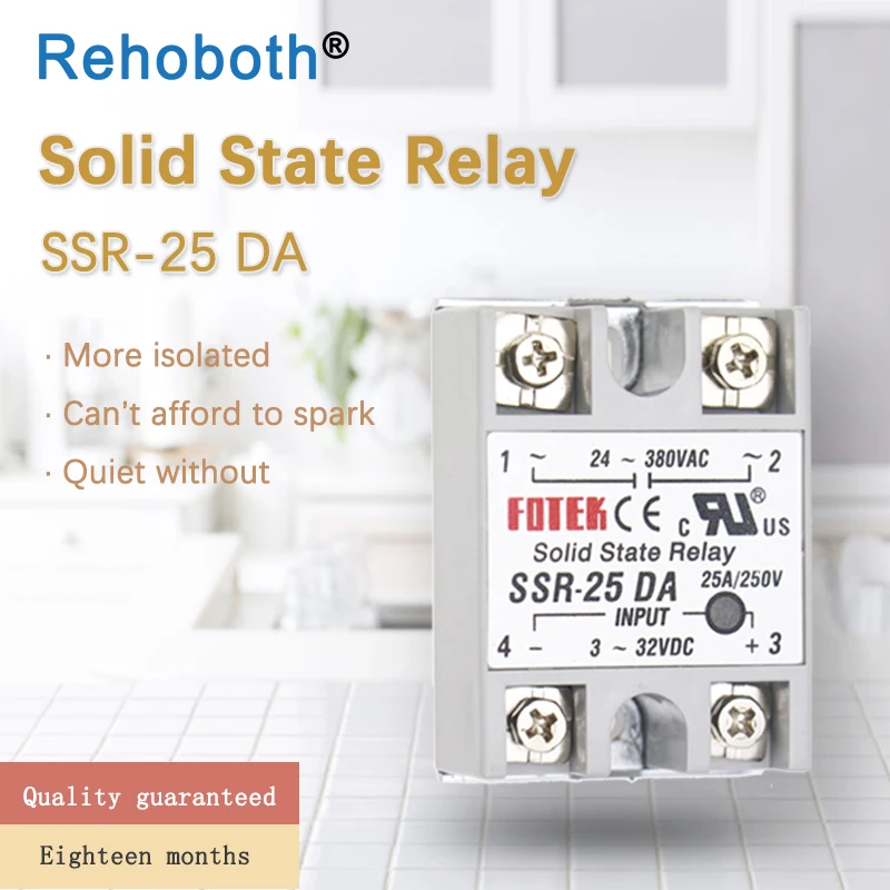 

SSR -10DA/25DA/ 40DA DC control AC SSR white shell Single phase Solid state relay WITHOUT plastic cover