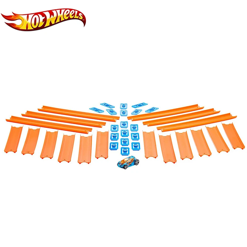 Tanie Hot wheels Track Builder prosty tor z samochodem BHT77 zestaw zabawek podłącz inne Hotwheels utwór akcesoria 18 sztuk na prezent Matel Cars