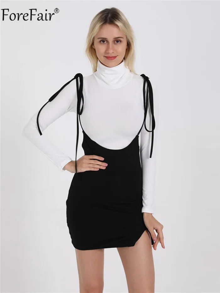 ForeFair с боковыми Высокая талия юбка летняя Мини-юбки женщин Bodycon уличная на шнуровке черный, белый цвет короткая юбка на молнии женские