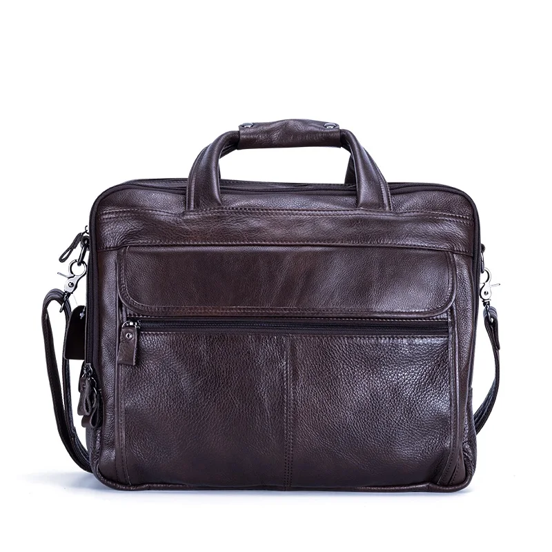 

New 100% Genuine Leather men briefcase messenger bag business retro laptop 15'' handbag cowhide man shoulder travel bags