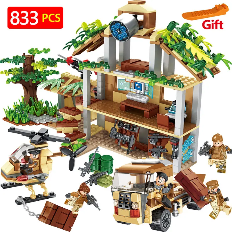 

Battlefield Army Blocks Series Set Military Base Vehicles Figures Combat Command Bricks Fun Toys for Children Kids