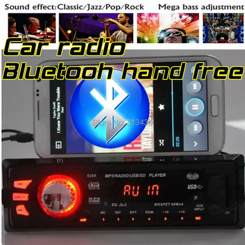 Автомобиль, Радио стерео плеер Bluetooth телефон AUX-IN MP3 FM/USB/1 Din/Remote Управление для iPhone/для samsung Android bluetooth12V аудио