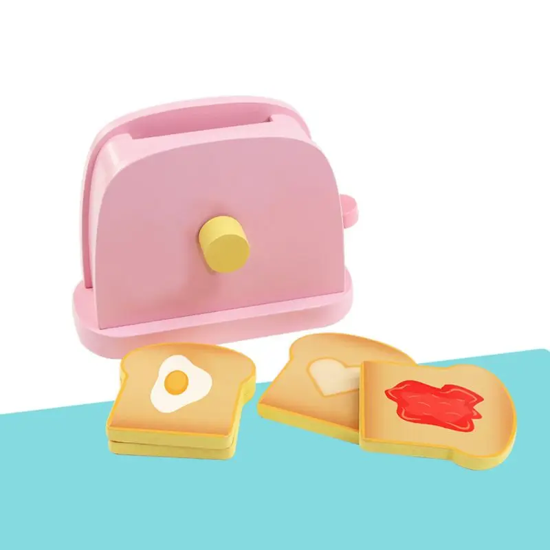 

1Set Pretend Play Wooden Toy Children Play House Toast Bread Machine Kitchen Puzzle Building Block Toy
