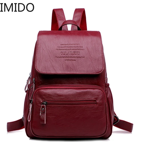 

IMIDO 2019 Luxury Women Backpacks High Quality PU Leather Backpack Female School Bags for Girl Fashion Large Capacity Travel Bag