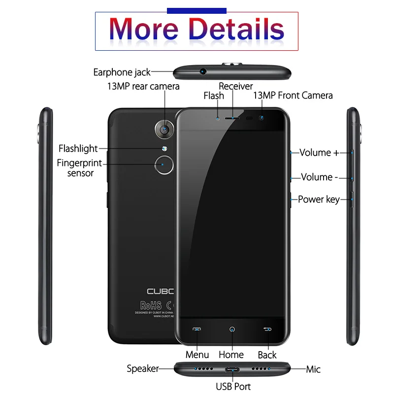 Оригинальный Cubot Note Plus отпечатков пальцев 5 2 дюймов FHD MT6737T четырехъядерный