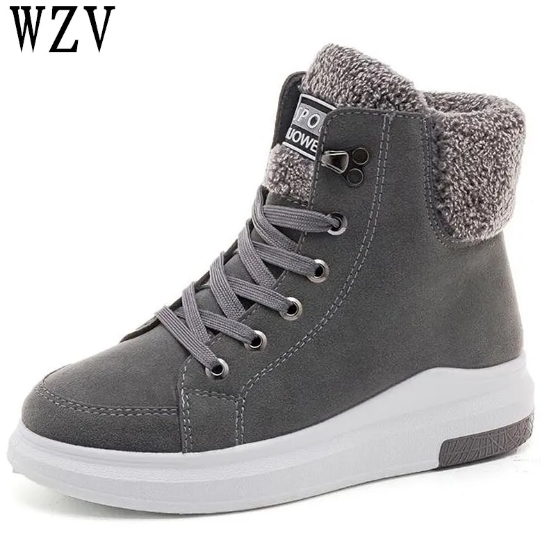 

New fashion fur female warm ankle boots Lace-up women cotton shoes snow boots autumn winter Wedge women boots C309
