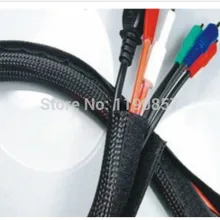 10 футов 1,2" Черная оплетка" флексо "с крюк и липучка 12-20 мм связка обмотка кабеля плетеная защита оплетка Размер 32 мм