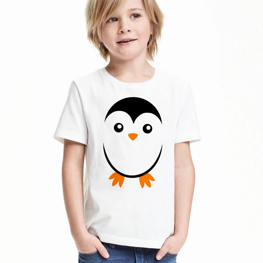 

1-12Y Boys Girls Penguin Face Shirts Short Sleeve Tops Penguin T Shirt Clothing Children Tshirts Boys T-shirt Tees Kid Clothes