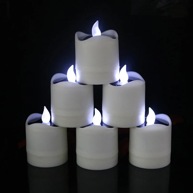 Movido a Energia Luzes de Velas Cintilação sem Chama Decoração do Casamento para o Dia dos Namorados Dia das Bruxas Lote Solar Chá Festival Lâmpada Natal 6 Pçs - 9 Luzes de Velas Cintilação Sem Chama Chá