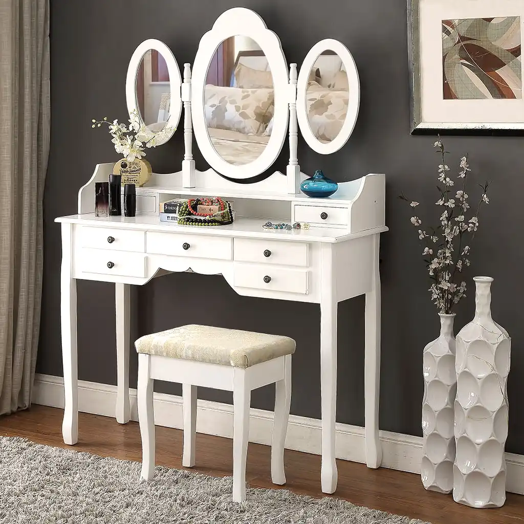 LANGRIA LRDT 30BK Dressing Table and Stool Set Elegant Vintage LANGRIA LRDT 30BK Dressing Table and Stool Set Elegant Vintage