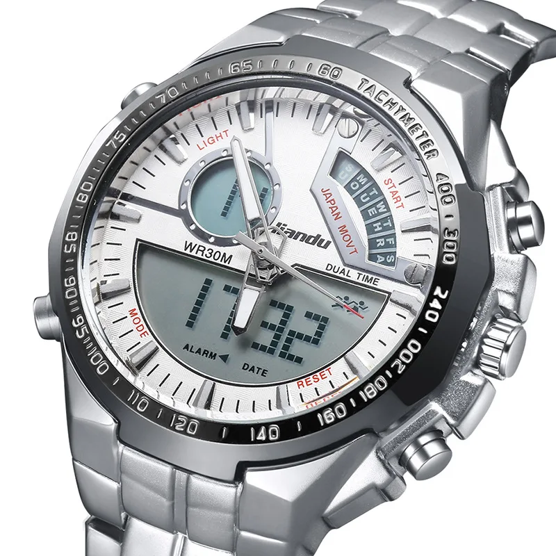 Watches Men Luxury Brand LIANDU New Full Steel Quartz Clock Digital LED Reloje Hombre Military Sport Watch Relogio Masculino | Наручные