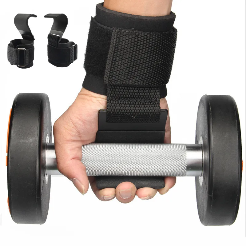 CHZL WEIGHT LIFTING WRIST SUPPORT METAL STEEL PADDED HOOK DEADLIFT GYM STRAP PUL