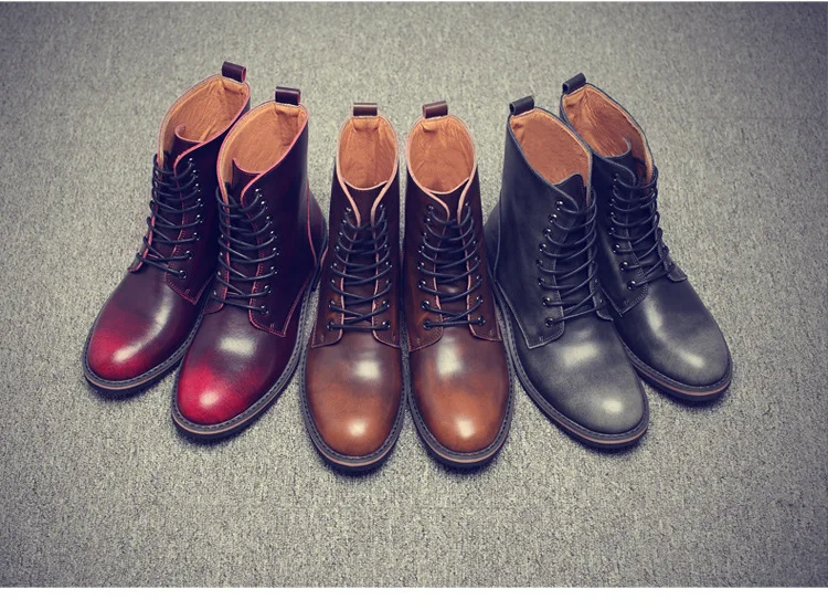 Г., весенние мужские мотоциклетные ботинки винтажные армейские ботинки новые зимние ботинки на меху из воловьей кожи, водонепроницаемые военные ботинки с пряжкой мужская обувь