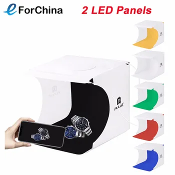 

PULUZ 20cm 2 LED Panels Folding Portable Light Photo Lighting Studio Shooting Tent Box Kit 6 Colors Backdrops Tabletop Shooting