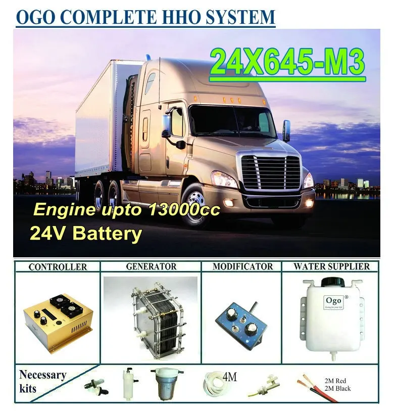 OGO Complete HHO system X645-M3 intelligent PWM controller CE&FCC MAF/MAP enhancer upto 13000CC