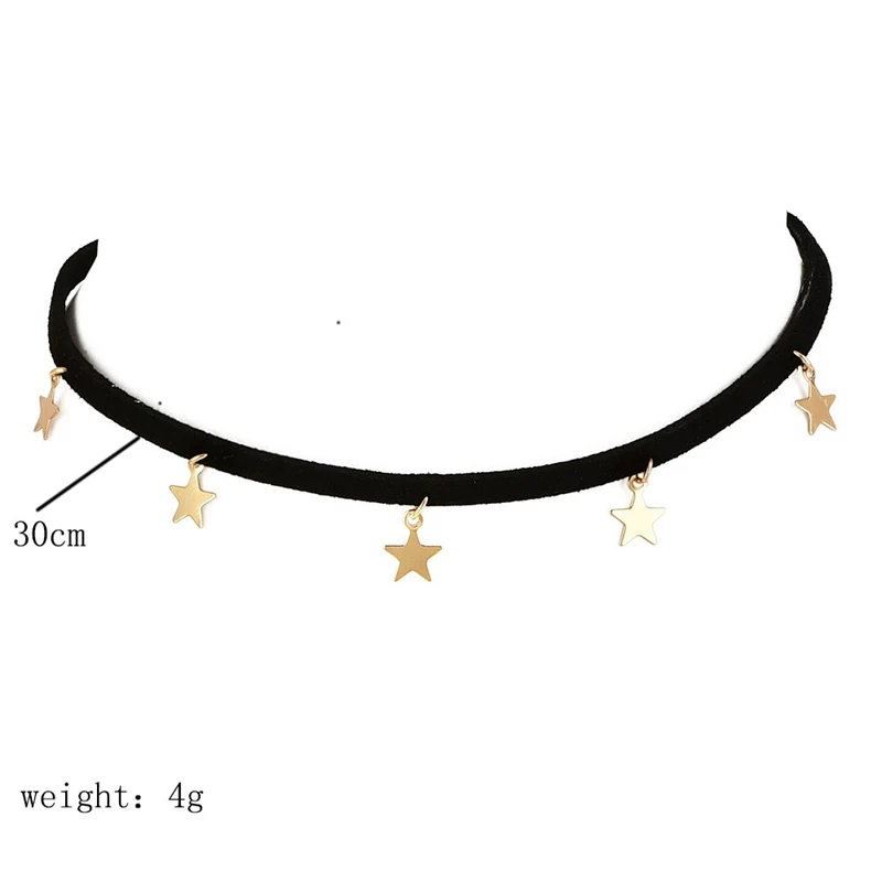 H:HYDE Personality Popular Black Leather Rope Five-Pointed Star Necklace Simple Pendant Women Necklace Fashion Jewelry