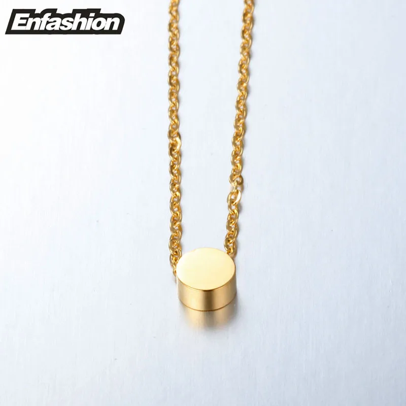 Enfashion геометрическое мини-ожерелье из розового золота с подвеской, ожерелье из нержавеющей стали, женское ювелирное изделие - Окраска металла: Yellow gold color