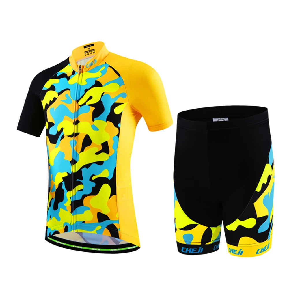 Cool Boy/Girls Camouflage Pattern Cycling Clothing Set Bicycle Jersey for Children Kids Short Sleeve MTB Bike Ropa Summer boys-bike
