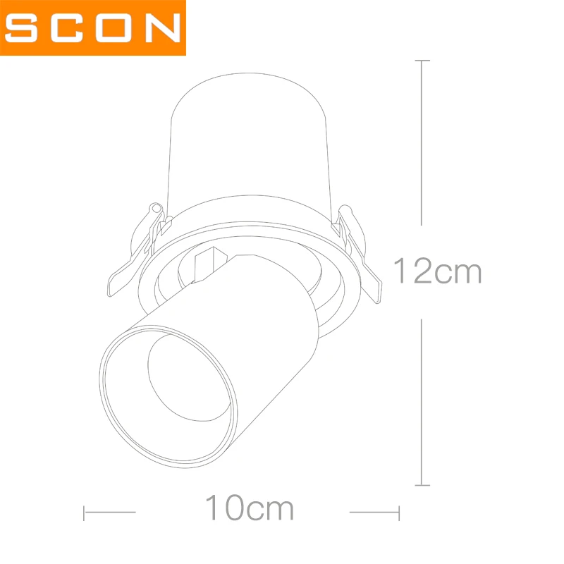 SCON 10W Stretchable LED Spotlight Background Wall Rotateable Painting Lamp High CRI embedded ceiling Downlight wall wash light