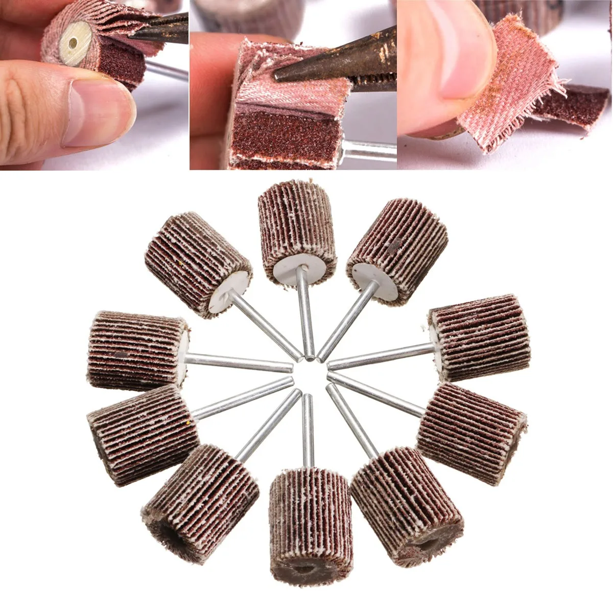 10Pcs 20mm Grit 120 Sanding Flap Wheel Polishing Wheel for Dremel
