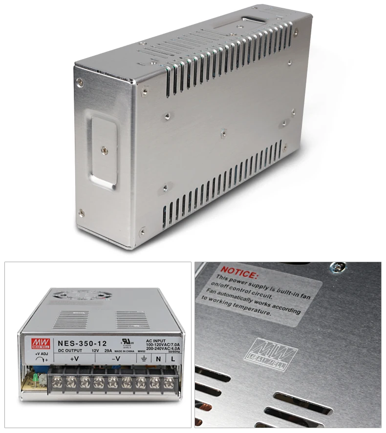 

MeanWell NES-350-12;12V/350W switch mode led power supply;AC100-240V input;12V/350W output with plug(1.5m/5ft)