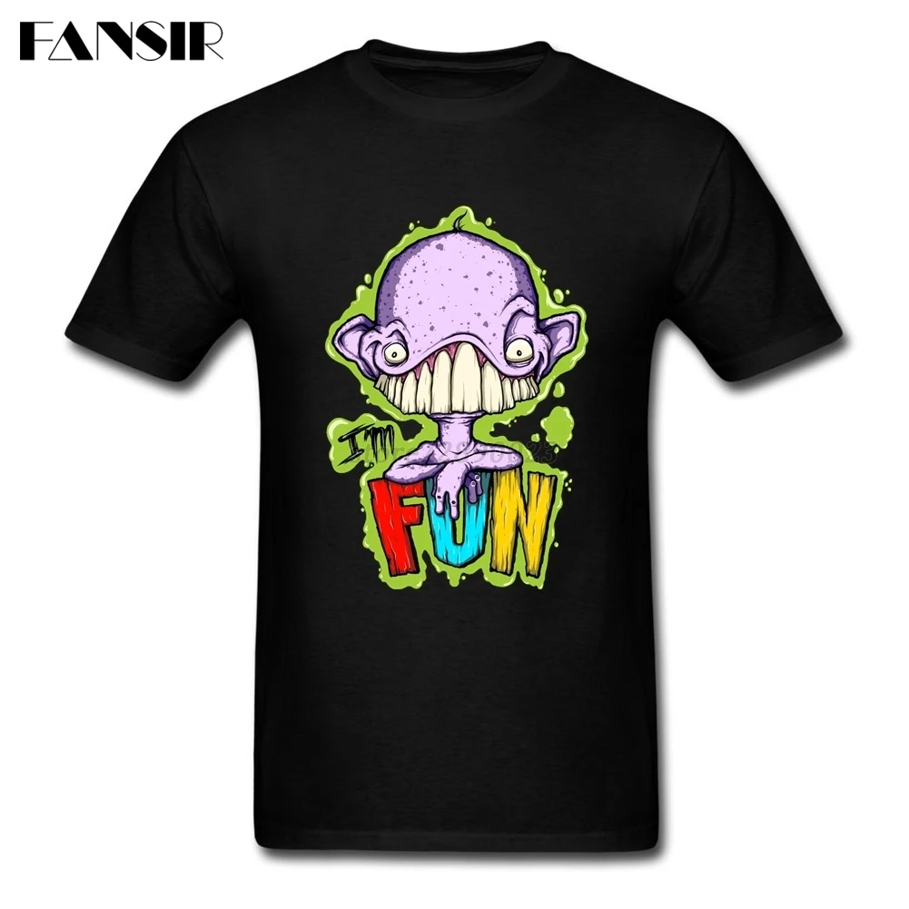 Rock Tees Shirt Men Man's Short Sleeve Crewneck Cotton I'm Fun Monster Adult Tops Clothing T | Мужская одежда