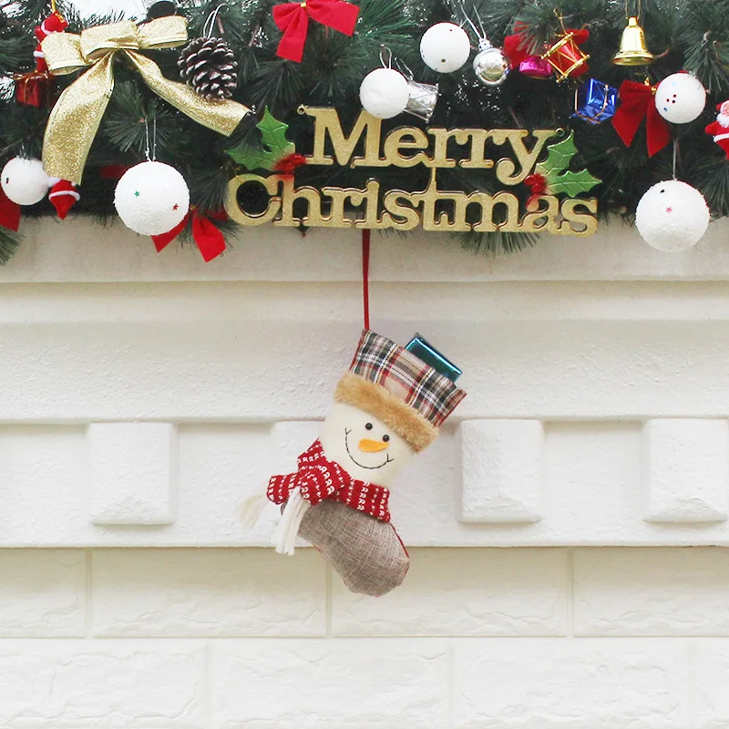 1 шт., рождественские чулки с Санта-Клаусом, снеговиком, оленем, подарок на год, носки, кулон-украшение для рождественской елки, подарочные пакеты