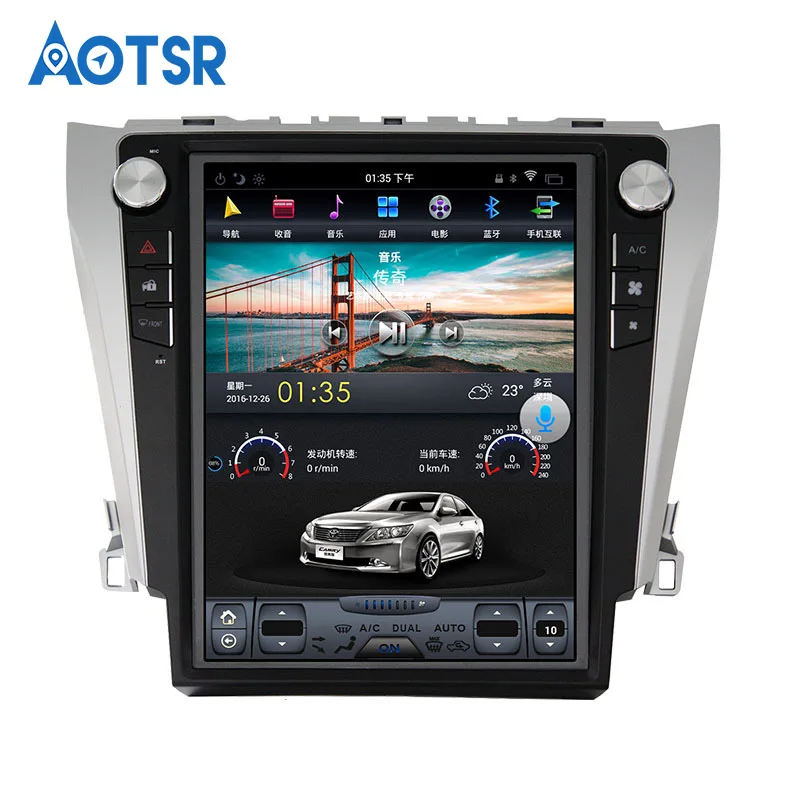 Clearance Gps navi android 8.1 4+6GB Tesla style Car GPS tracker For CAMRY 2012+ auto stereo no DVD player dash cam car camera recorder 2