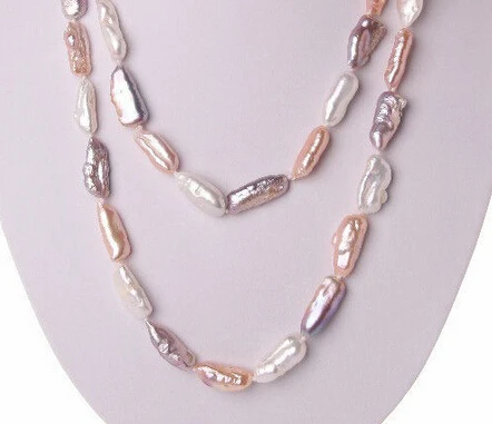 

Miss charm Jew1828 long 46" big 26mm baroque white pink purple freshwater pearl necklace