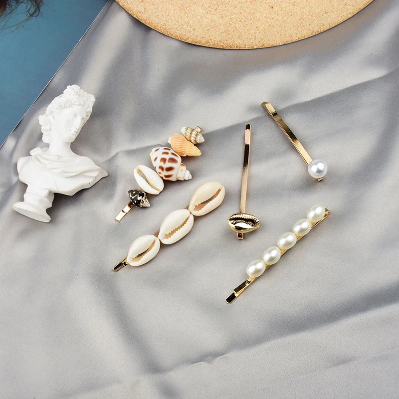 

5pcs/set Clip Hair Female Hair Pins Seashells Hairpins for Women Sea Shells Barrettes Woman Jewelry