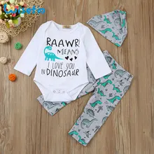 Wisefin/комплект одежды для новорожденных с шапкой; зимняя детская одежда унисекс с принтом динозавра; осенняя одежда для маленьких девочек; Одежда для мальчиков