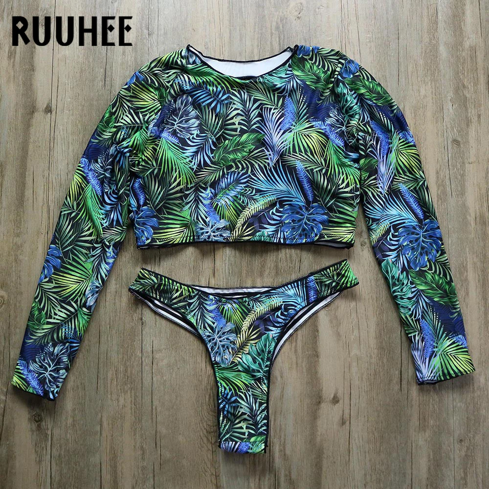 

RUUHEE Bikini Swimwear Women Swimsuit Long Sleeve Bikini Set 2018 Bathing Suit Beachwear Backless Swimming Suit Surfing Swimsuit