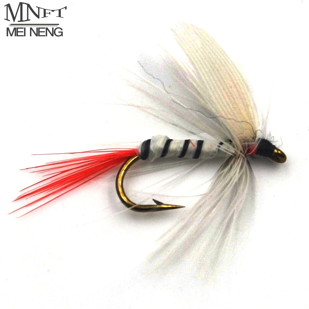 Us 286 20 Offmnft 10pcs 10 White Red Butt May Fly Trout Nymph Flies White Miller Zebra Fly Fishing Dry Hook Flies Lures In Fishing Lures From - 