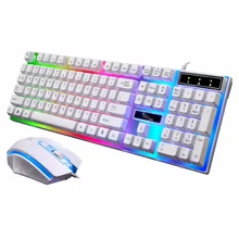1 Набор прочных модных красочных эргономичных проводных блестящих белых набор с клавиатурой и мышью для офиса и дома