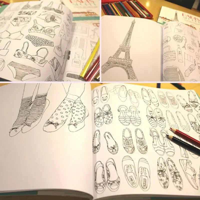 Paris Secrets Travel Unpacking Coloring Book Architecture Hand-painted Books Album Graffiti Painting Paris Secrets Travel Unpacking Coloring Book Architecture Hand-painted Books Album Graffiti Painting