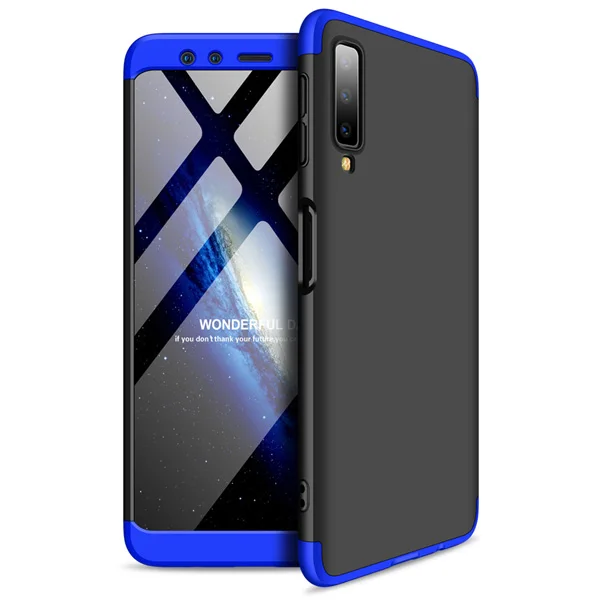Для samsung Galaxy A7 чехол 360 полная защита противоударный чехол для телефона для samsung A7 A750 A750F Coque чехол - Цвет: Black and Blue