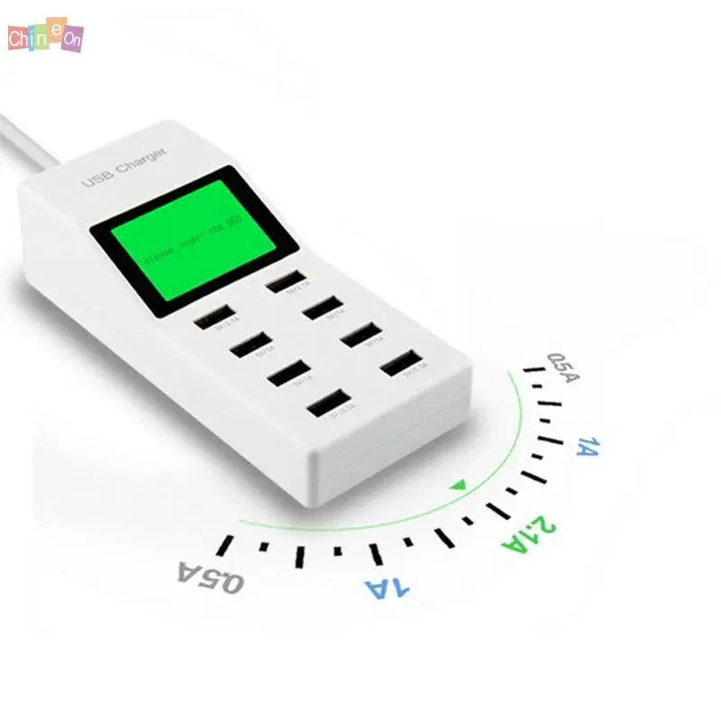 الاتحاد الأوروبي/الولايات المتحدة/المملكة المتحدة التوصيل العالمي 8 متعددة منفذ USB مهايئ طاقة حائطي شاشة الكريستال السائل شاحن ل هاتف لوحي