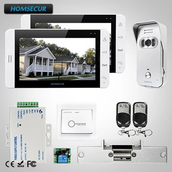 

HOMSECUR 7" Video Door Entry Security Intercom+Monitor for House/Flat:1C2M+L1:TC021-S Camera(Silver)+TM703-W Monitor(White)+Lock
