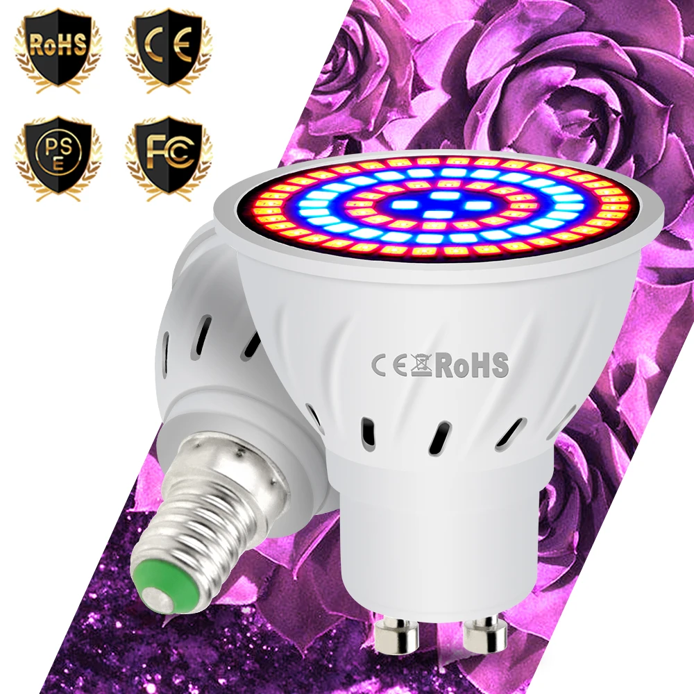 LED E27 220V Plant Growth Lamp Full Spectrum Light Indoor E14 Seeding Growing GU10 For Hydroponics MR16 Phyto Ampoule B22 | Лампы и