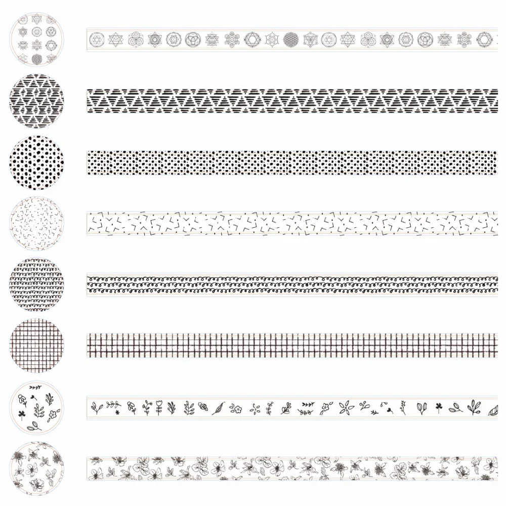 

32 pcs/Lot Black White paper washi tape 15mm*5m Decoration masking tapes sticker scrapbooking Stationery papelaria escolar A6008