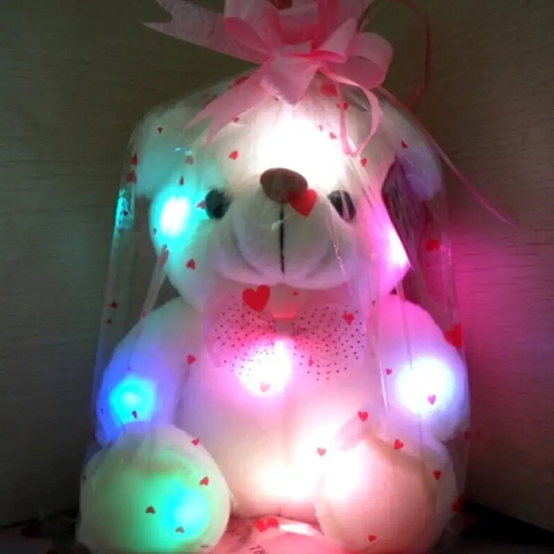 20-22 см творческий светильник вверх светодиодный Белый медведь мягкие Животные плюшевые игрушки красочные светящиеся Teddy Bear набивной плюшевый мишка рождественский подарок для детей