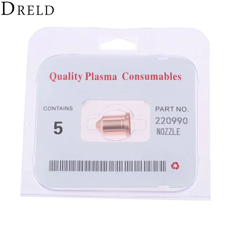 DRELD 5Pcs Plasma Nozzles 220990 105A for 105 Plasma Cutting Torch Consumables Drag-cut/ Mechanized/Unshielded Processes DRELD 5Pcs Plasma Nozzles 220990 105A for 105 Plasma Cutting Torch Consumables Drag-cut/ Mechanized/Unshielded Processes