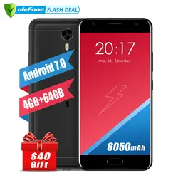 Ulefone Power 2 Мобильный телефон 5.5 дюймов FHD MTK6750T Octa core Android 7.0 4 ГБ + 64 ГБ 16MP 6050 мАч Сканер отпечатков пальцев 4G GPS Оригинальный смартфон