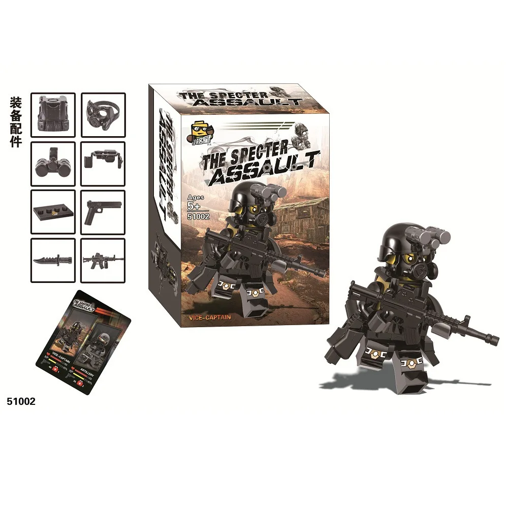 12PCS military minifigures blocks with weapon compatible with Legoe small building blocks assembling and military