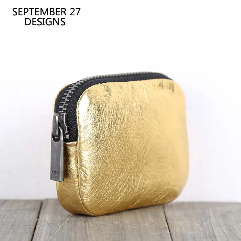

Genuine Leather Coin Purses Real Cowhide Gold Color Mini Wallet Credit Card Purse Small Wallets Coin Pouch Money Bag Coin Pocket