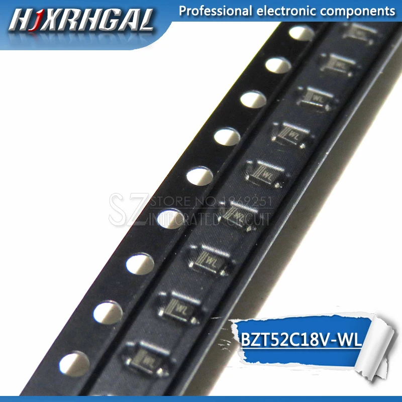 100 шт. Зенер диод BZT52C18V BZT52C SOD-323/123 WL SMD Новый и оригинальный HJXRHGAL | Электронные