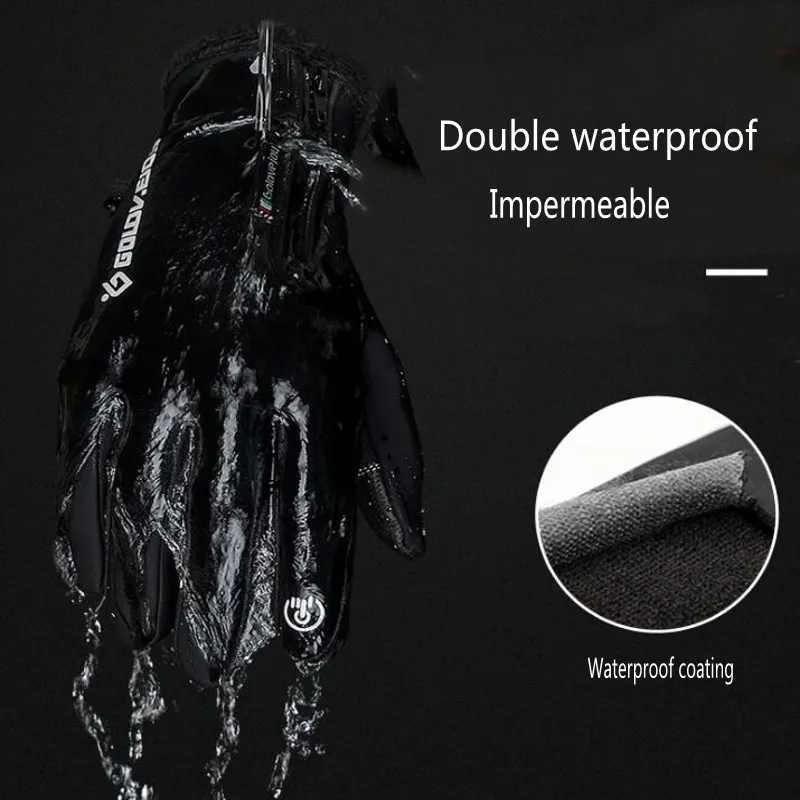 الرجال في الهواء الطلق الرياضة التزلج الهاتف قفازات شاشة لمس عدم الانزلاق للماء صامد للريح الدراجات الشتاء الثلوج الدافئة الحرارية الأسود ا...