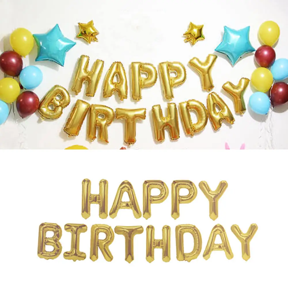 4 шт. алюминиевые воздушные шары с надписью Happy Birthday|Воздушные и аксессуары| |