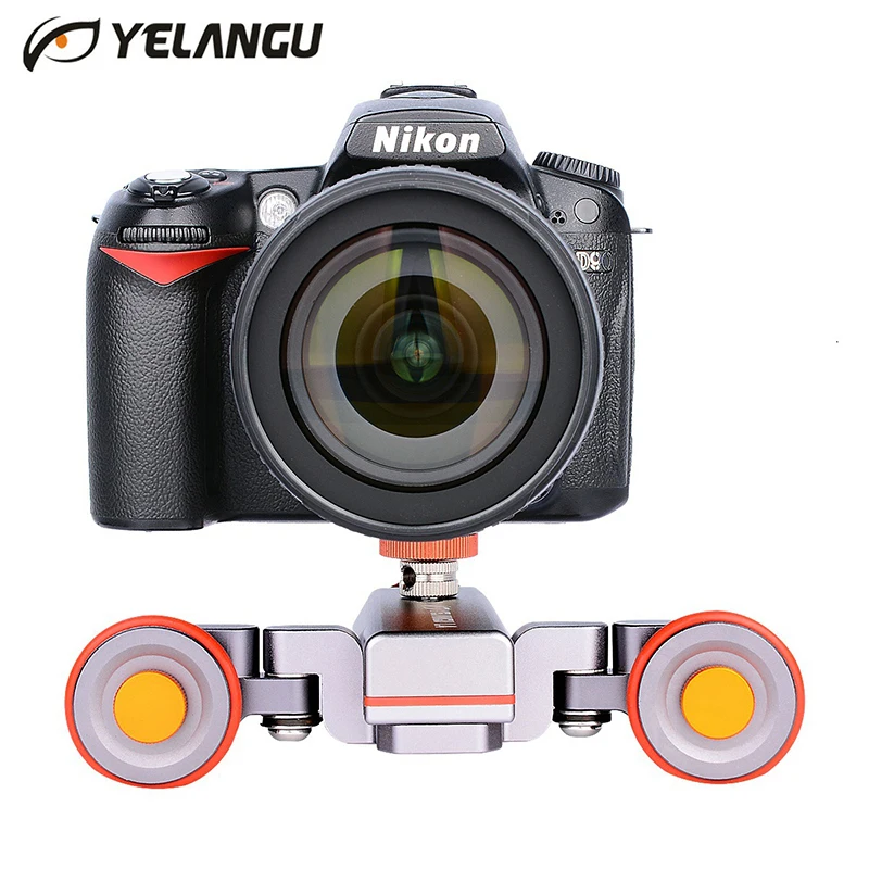 

Yelangu L4 Motorized Dolly Wireless Remote Control Wheel Pulley Car Rail Track Dolly Slider for iPhone DSLR Camera Smart Phone