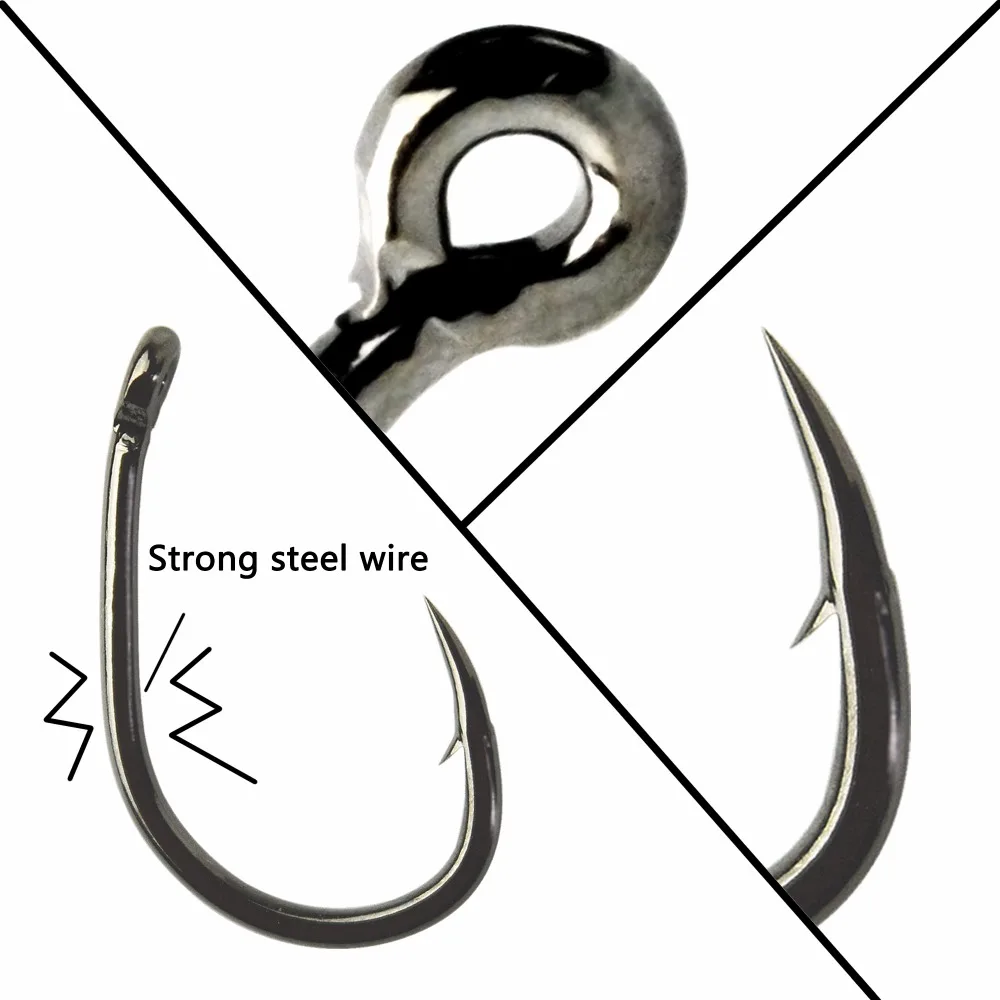 Premium Barbed Carbon Steel Fishing Hooks - High-Quality Carp Tackle (1 Pack)